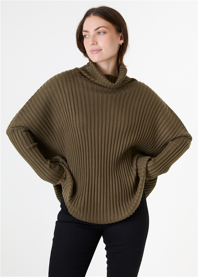 Chunky Rib Roll Neck Jumper