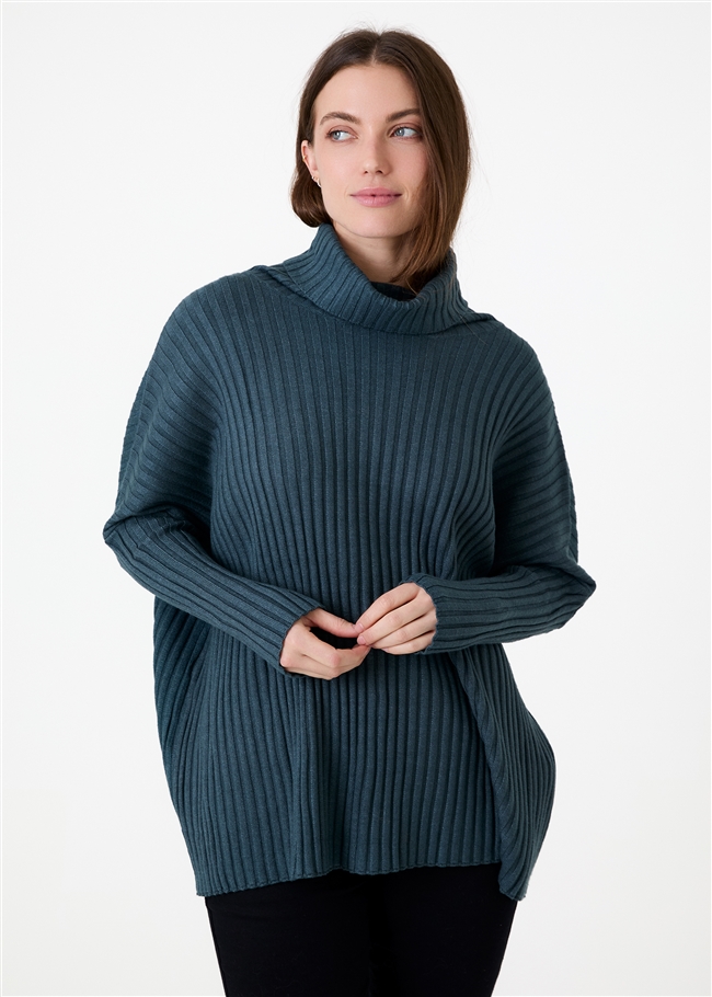 Chunky Rib Roll Neck Jumper