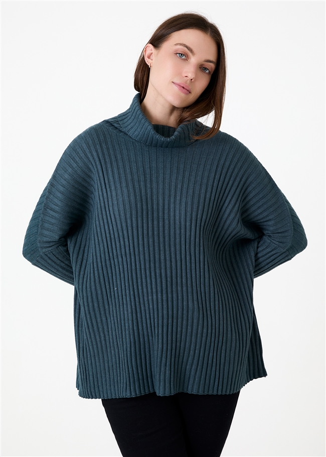 Chunky Rib Roll Neck Jumper