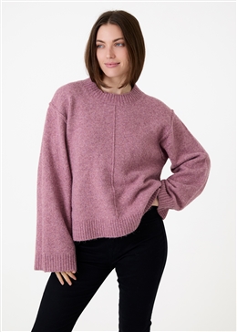 Crew Neck Seam Detail Jumper - Lilac - front view