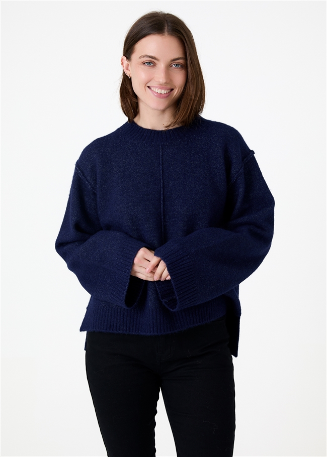Crew Neck Seam Detail Jumper