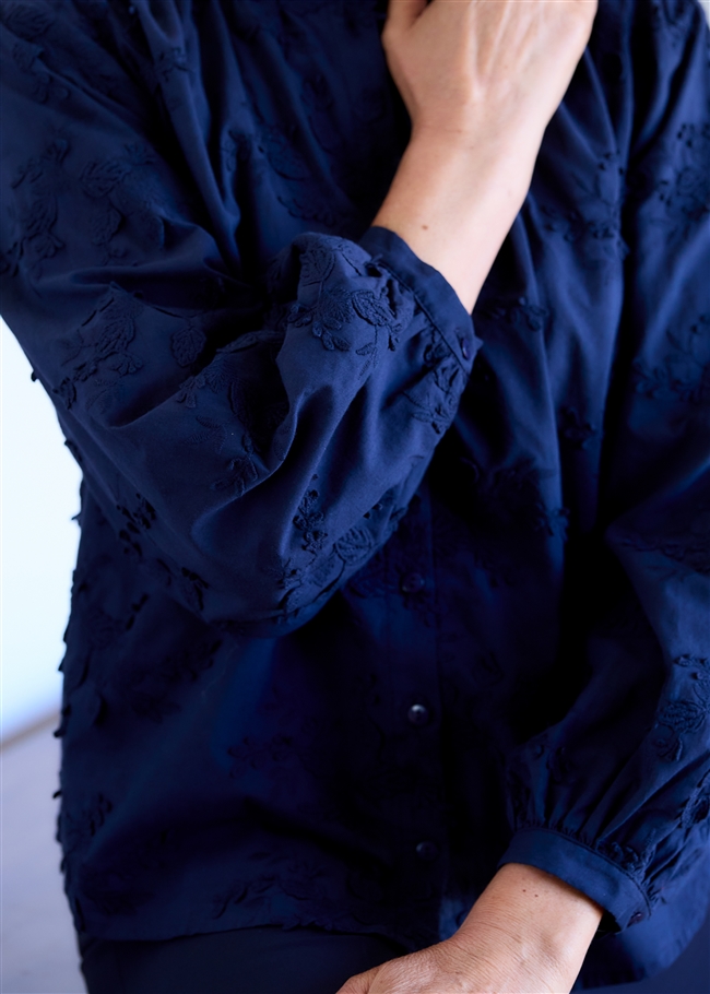 Floral Applique Button Through Blouse