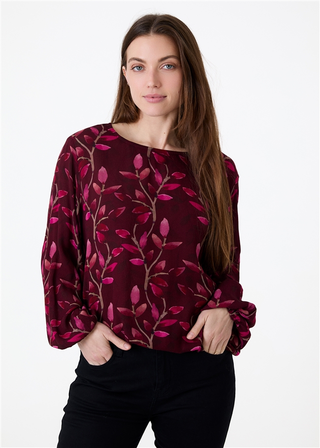 Watercolour Vines Elasticated Hem Blouse