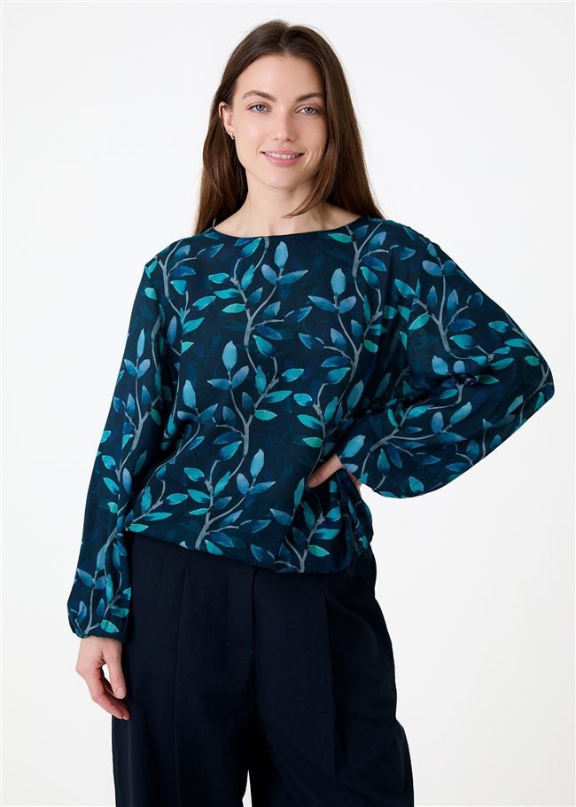 Watercolour Vines Elasticated Hem Blouse