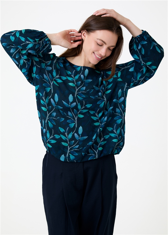 Watercolour Vines Elasticated Hem Blouse