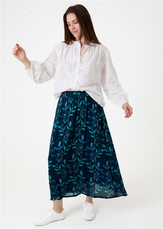 Watercolour Vines A-Line Skirt