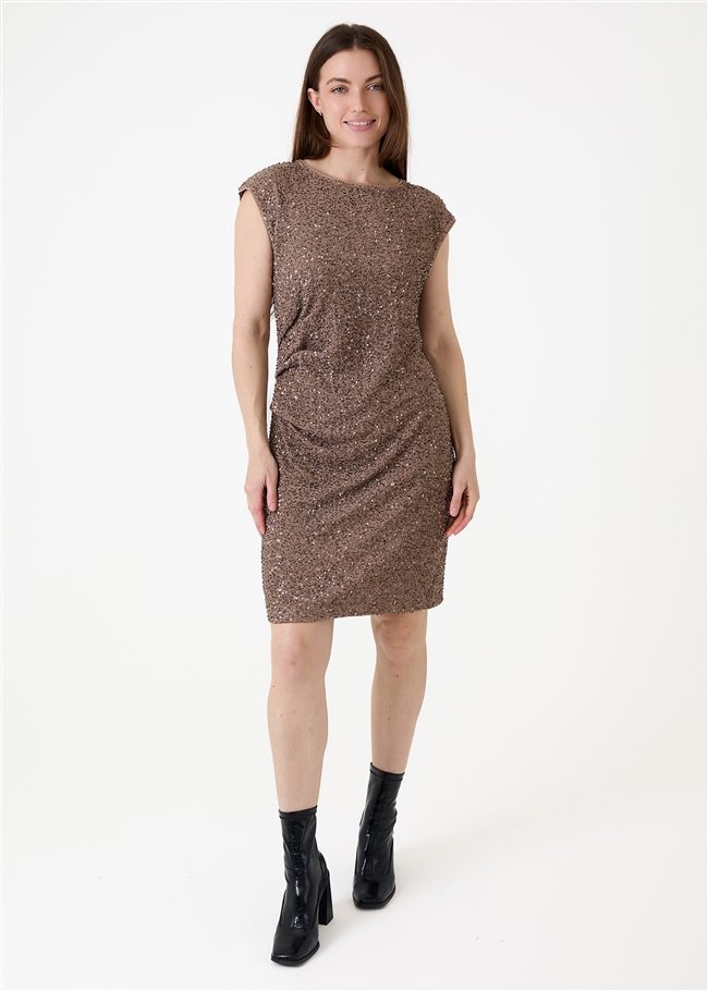 Sequin Jersey Cap Sleeve Shift Dress