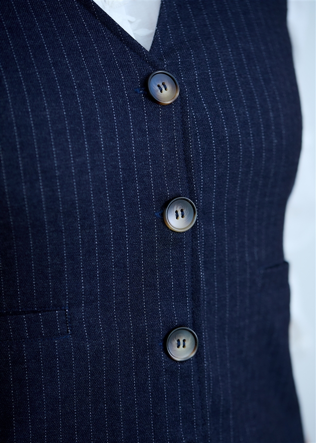 Simple Pinstripe V Neck Waistcoat