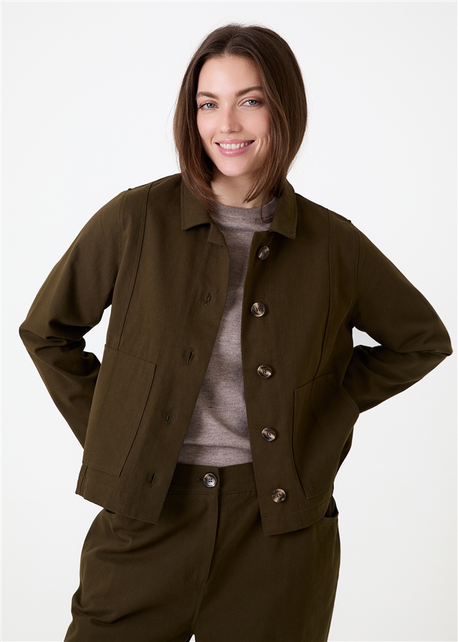 Boxy Cotton Twill Jacket