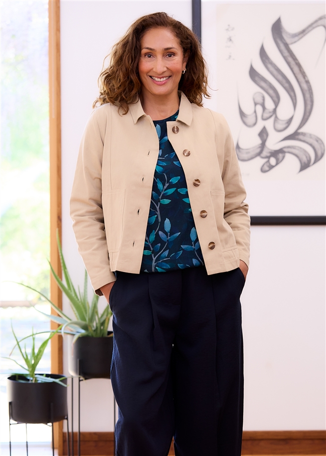 Boxy Cotton Twill Jacket