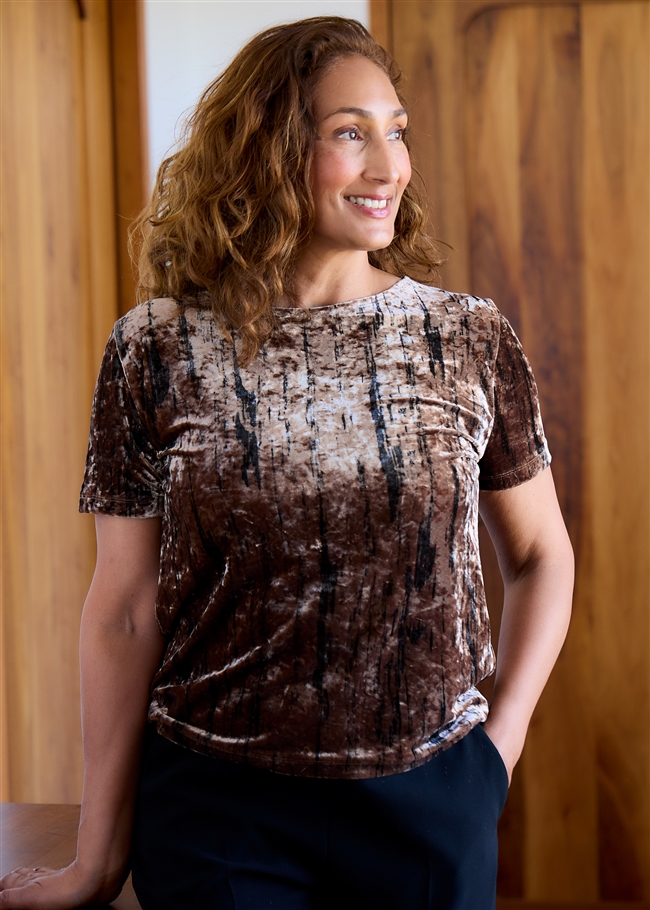 Crushed Velvet Print T-Shirt