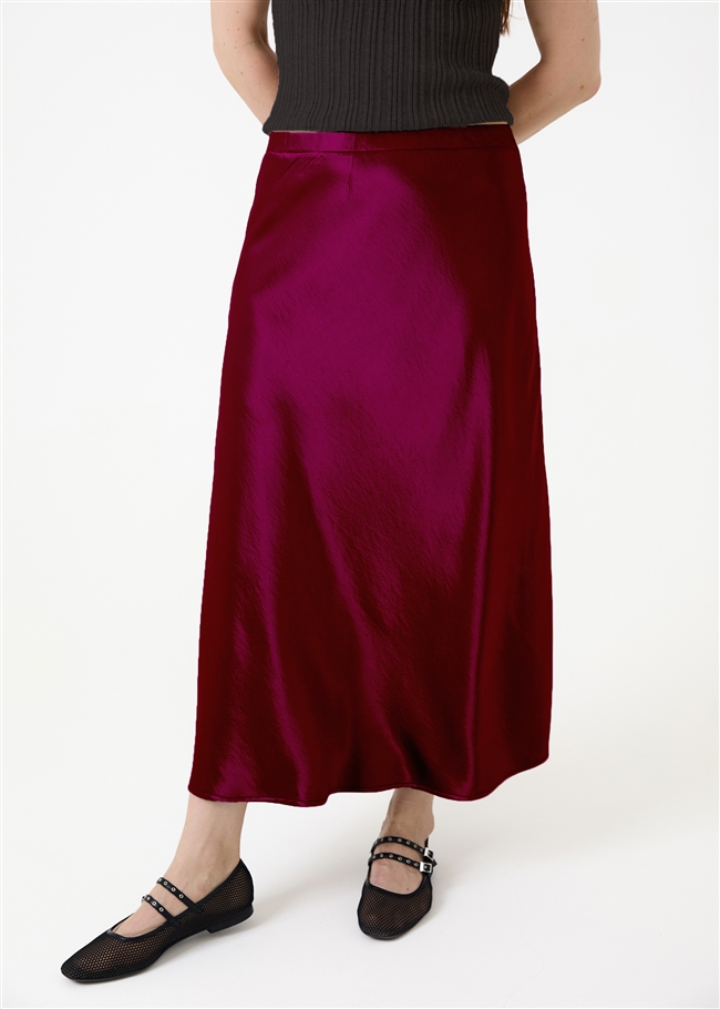 A-Line Bias Cut Satin Skirt