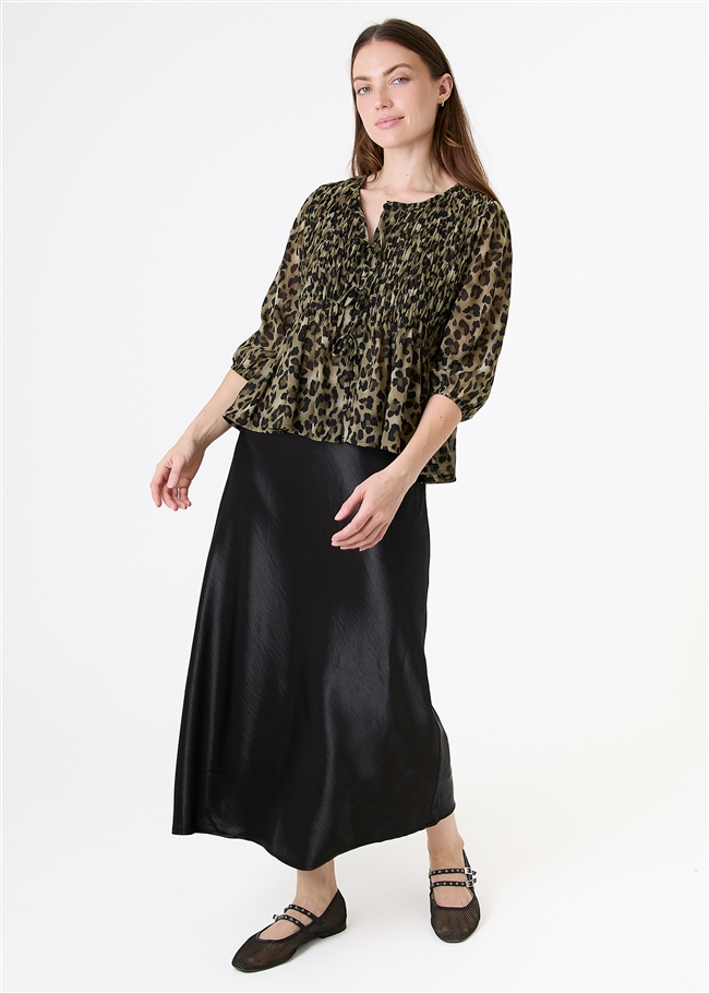 A-Line Bias Cut Satin Skirt