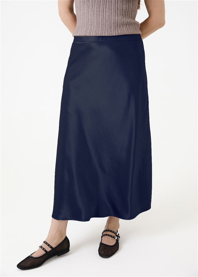 A-Line Bias Cut Satin Skirt