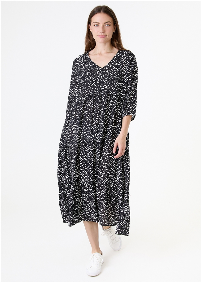 Mixed Ditsy Spot Tiered Dress