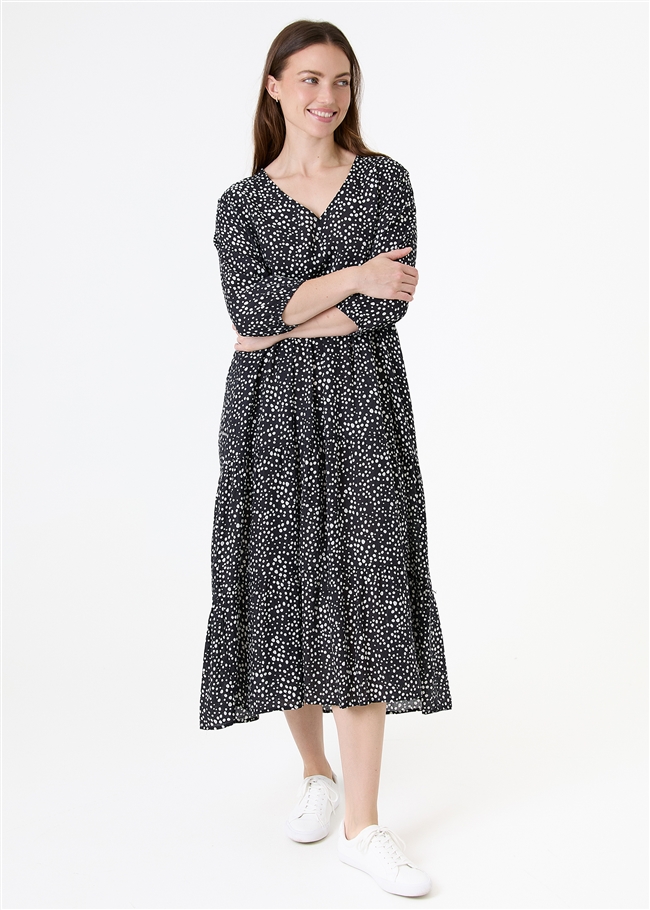 Mixed Ditsy Spot Tiered Dress