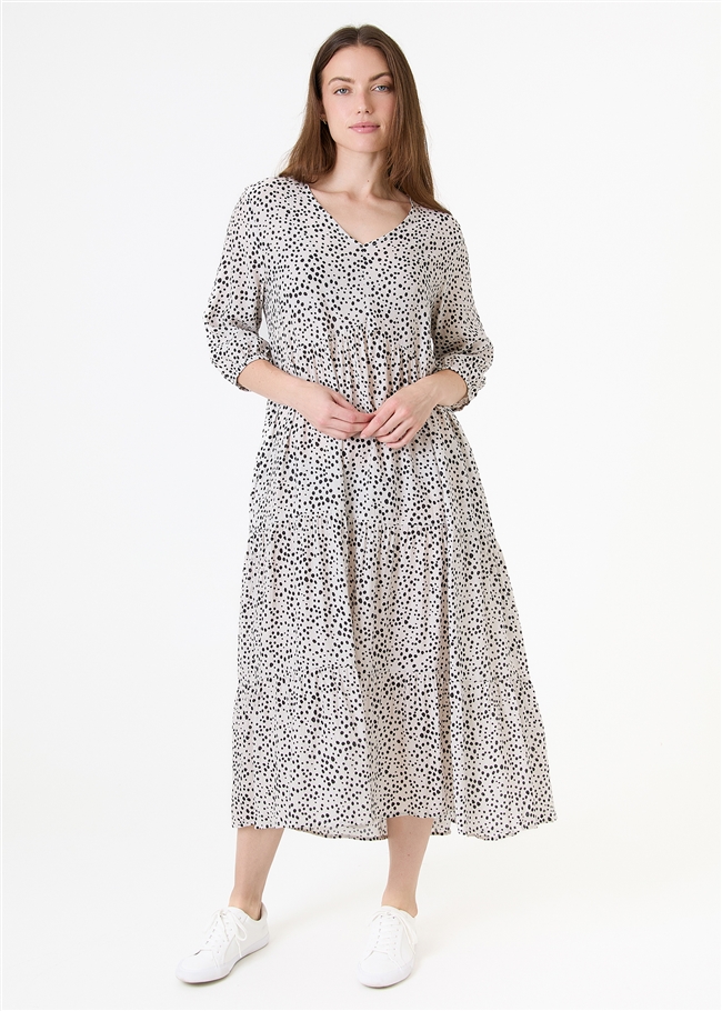 Mixed Ditsy Spot Tiered Dress