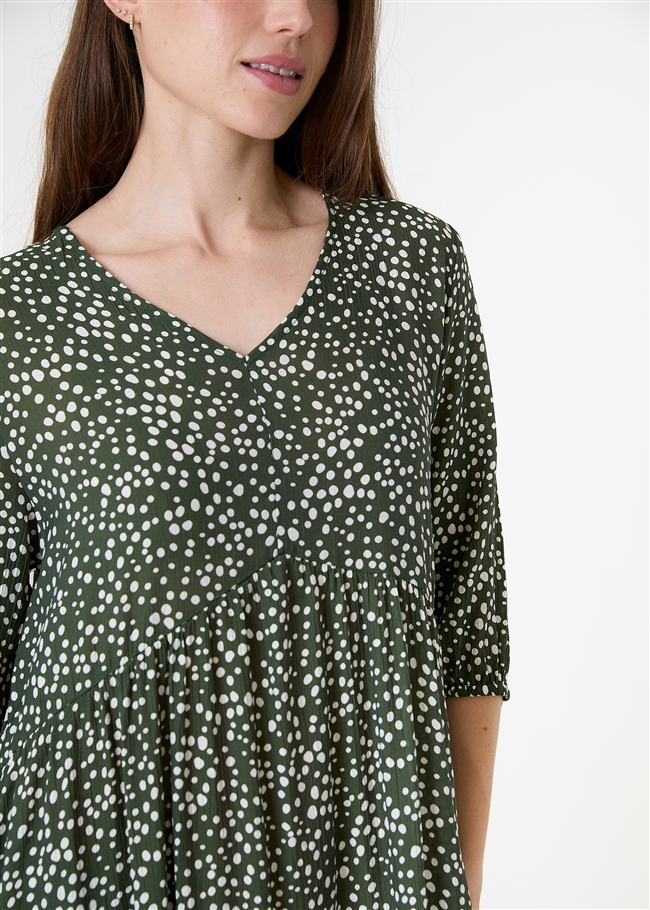 Mixed Ditsy Spot Tiered Dress