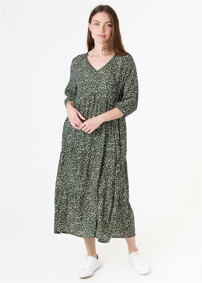 Mixed Ditsy Spot Tiered Dress