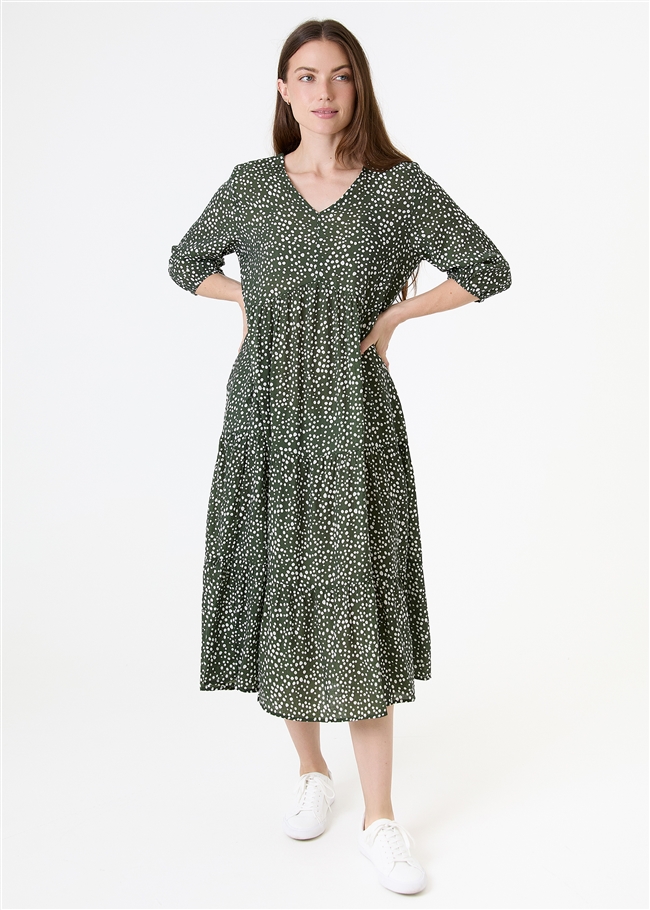 Mixed Ditsy Spot Tiered Dress