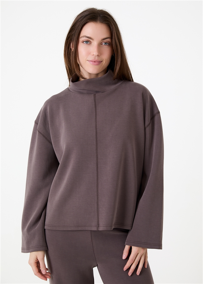 Luxe Jersey Funnel Neck Sweatshirt