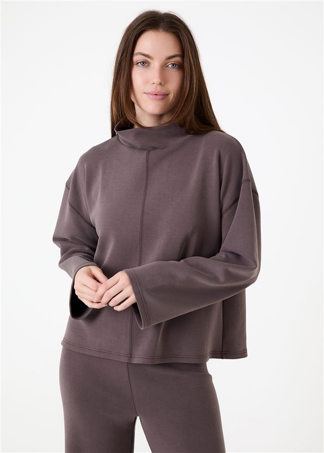 Luxe Jersey Funnel Neck Sweatshirt