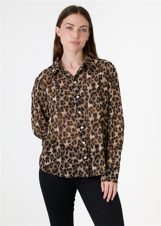 Leopard Print Chiffon Shirt
