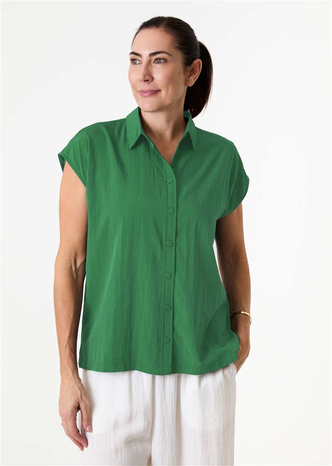 Cap Sleeve Button Through Shirt