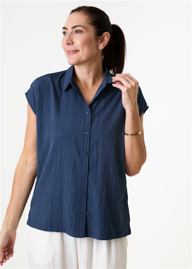 Cap Sleeve Button Through Shirt