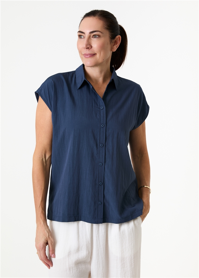 Cap Sleeve Button Through Shirt