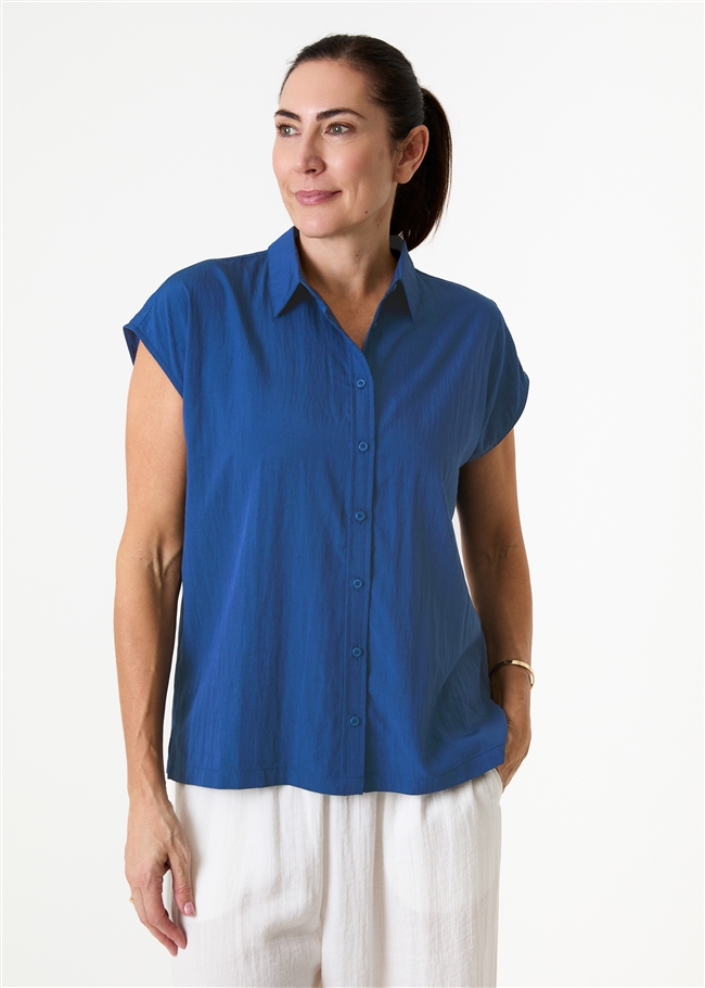 Cap Sleeve Button Through Shirt