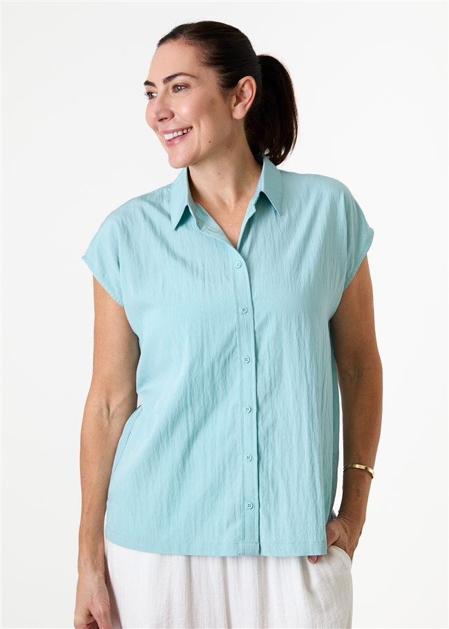 Cap Sleeve Button Through Shirt