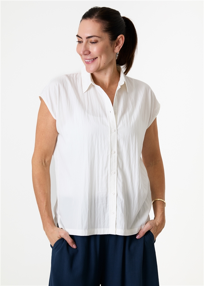 Cap Sleeve Button Through Shirt