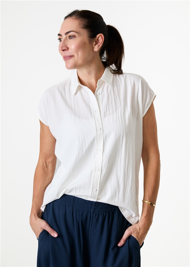 Cap Sleeve Button Through Shirt