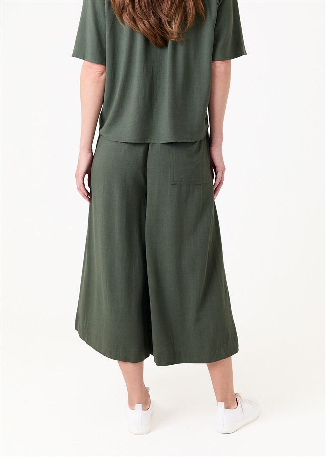 Linen Viscose Elastic Waist Culottes