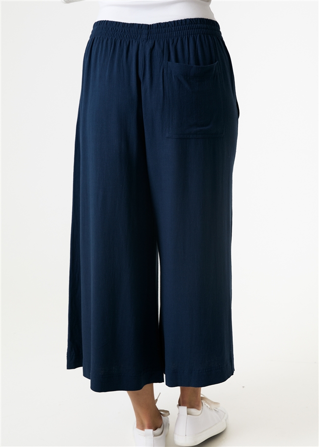 Linen Viscose Elastic Waist Culottes