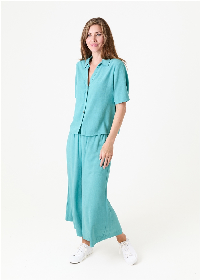 Linen Viscose Elastic Waist Culottes