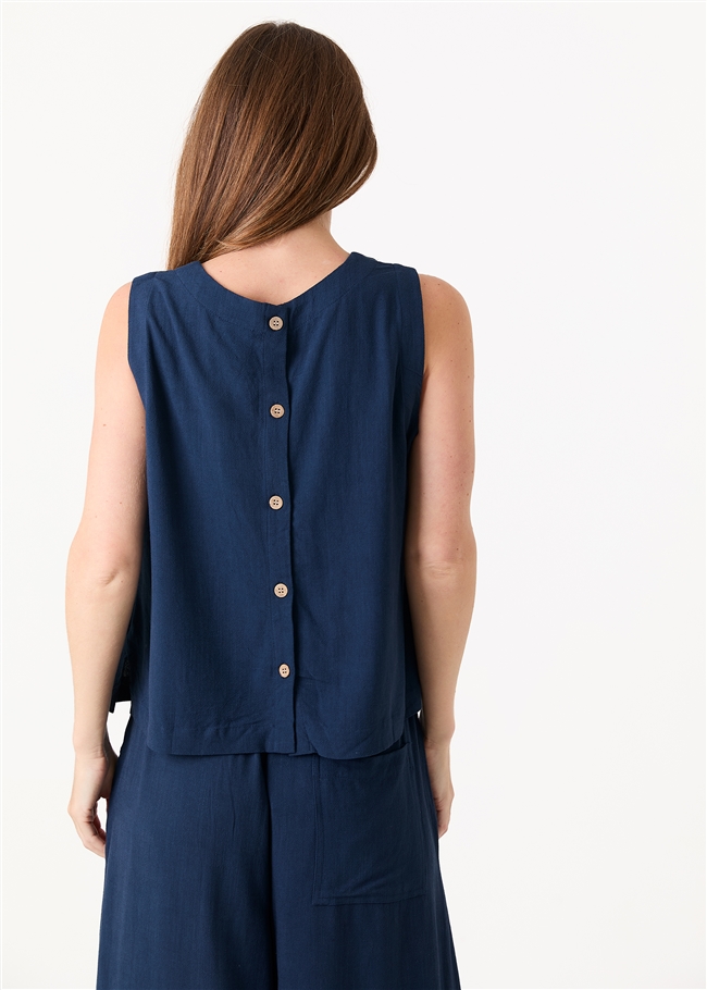 Linen Viscose Button Back Vest
