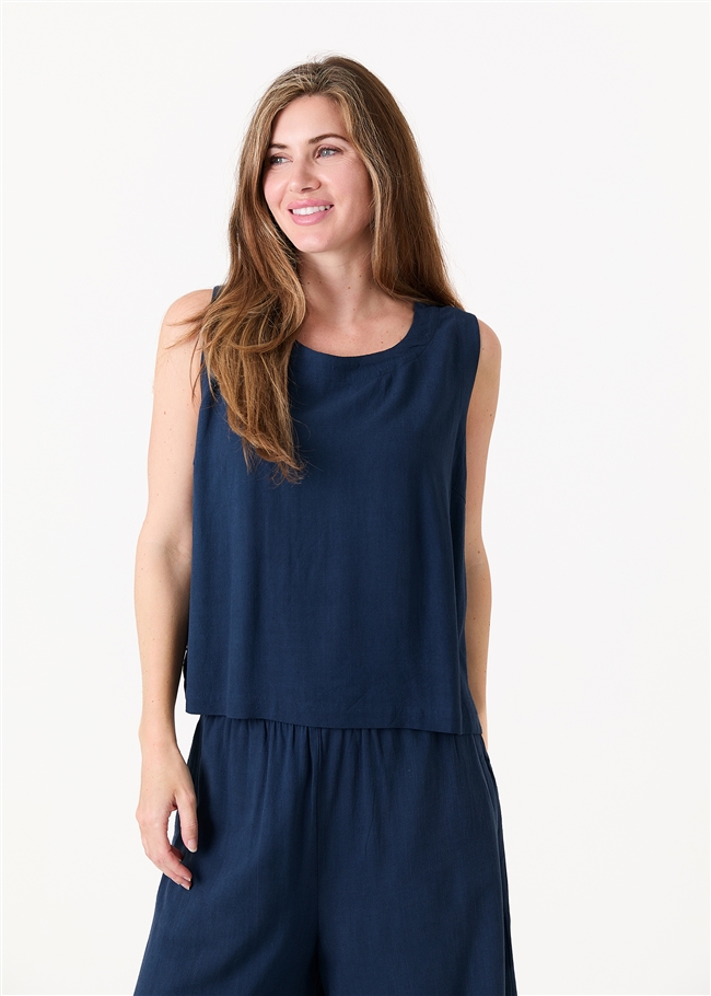 Linen Viscose Button Back Vest