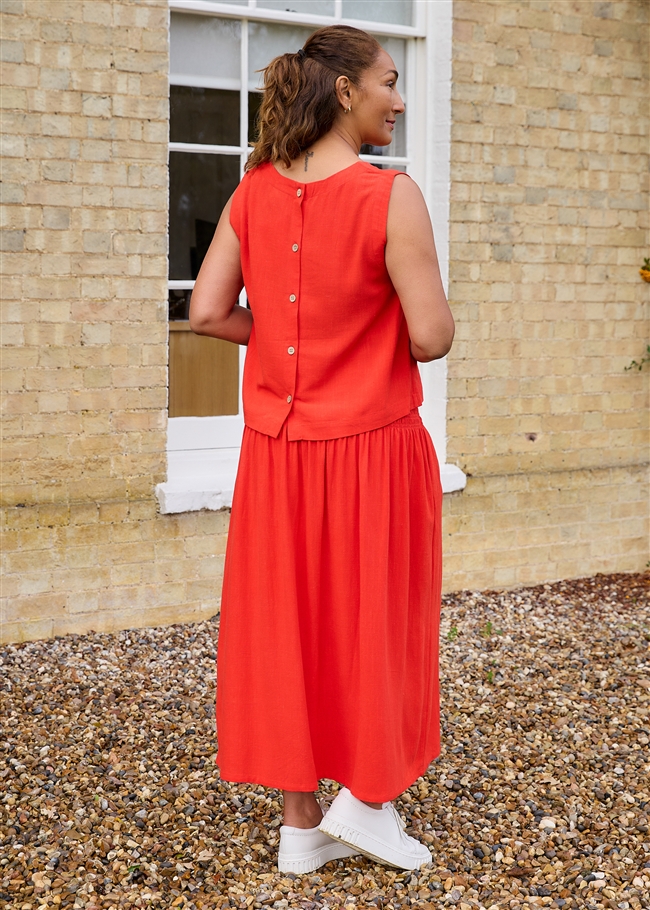 Linen Viscose Button Back Vest