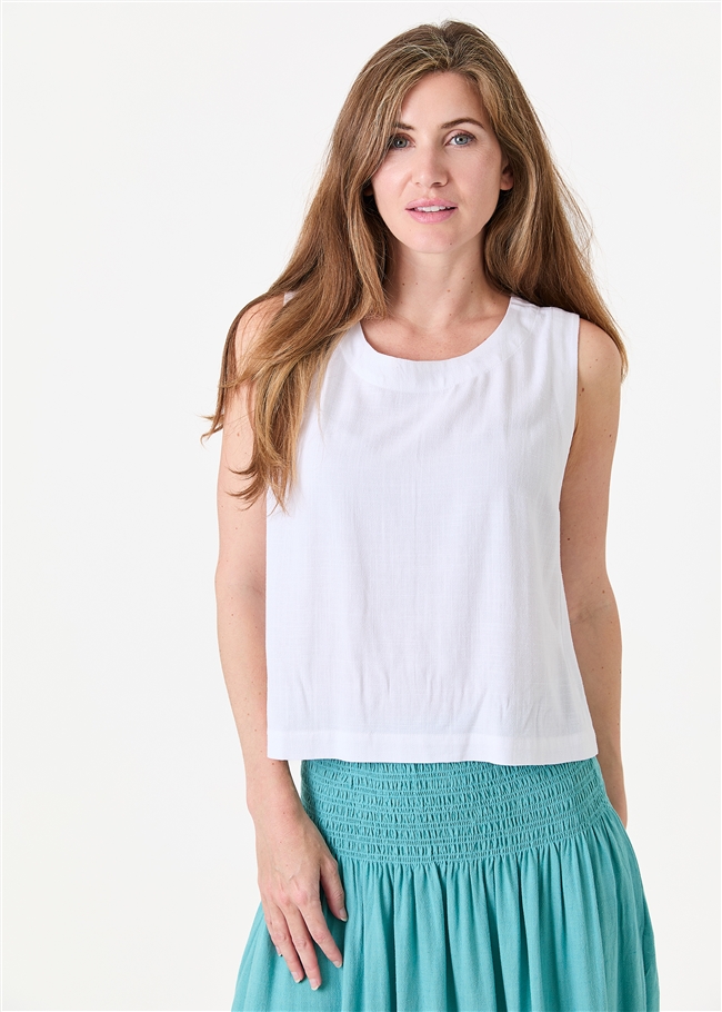 Linen Viscose Button Back Vest