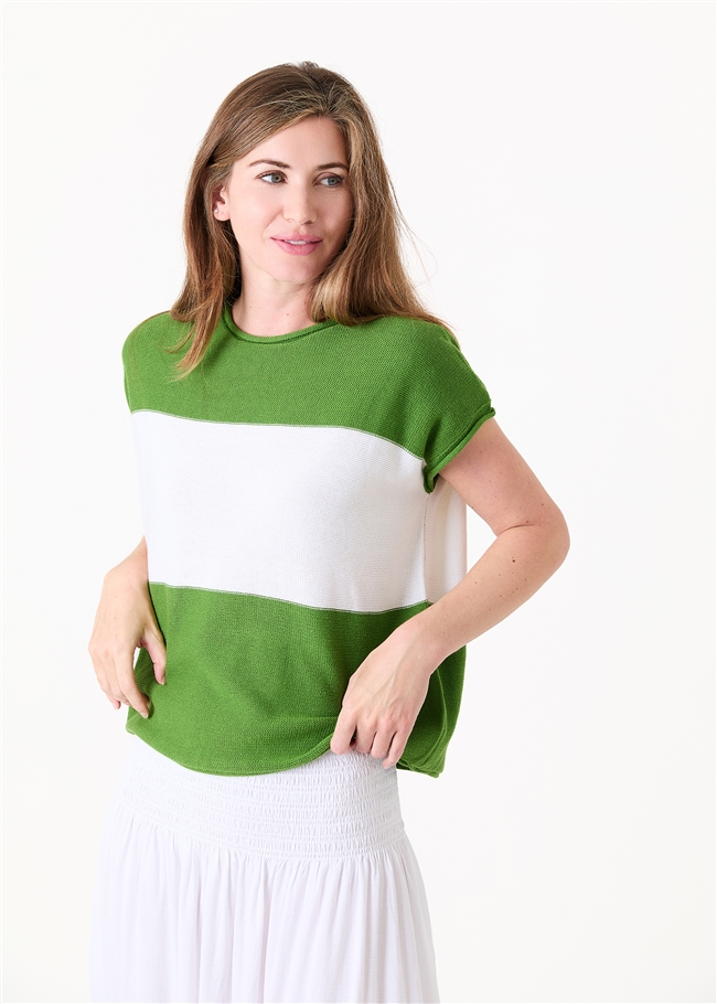 Cotton Mix Block Stripe Sleeveless Jumper
