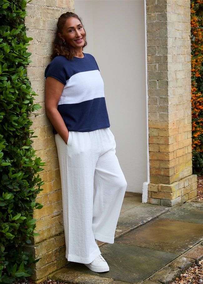 Cotton Mix Block Stripe Sleeveless Jumper