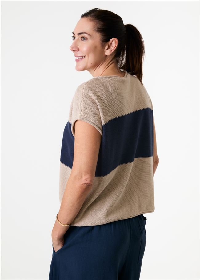 Cotton Mix Block Stripe Sleeveless Jumper