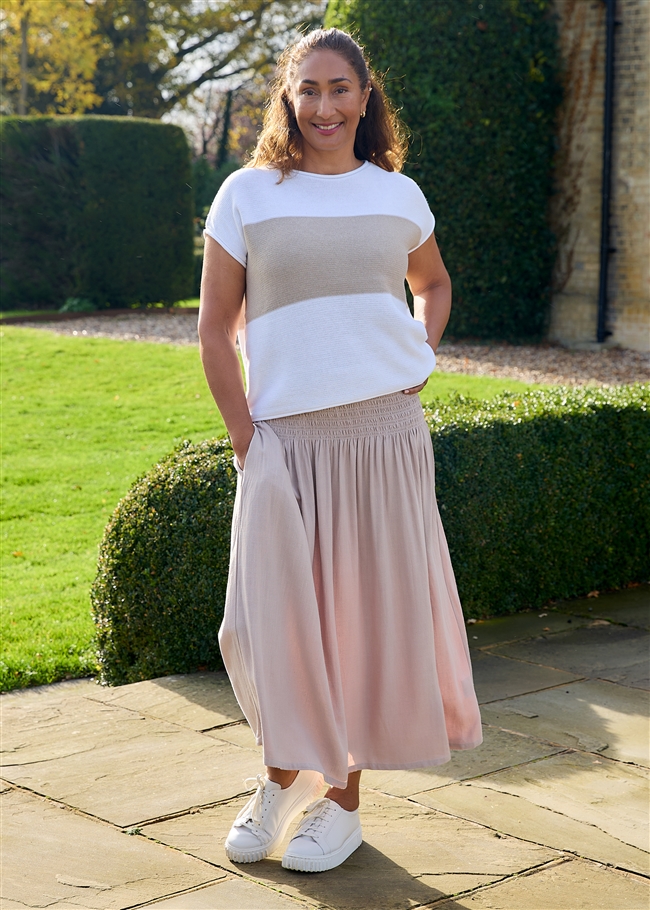 Cotton Mix Block Stripe Sleeveless Jumper