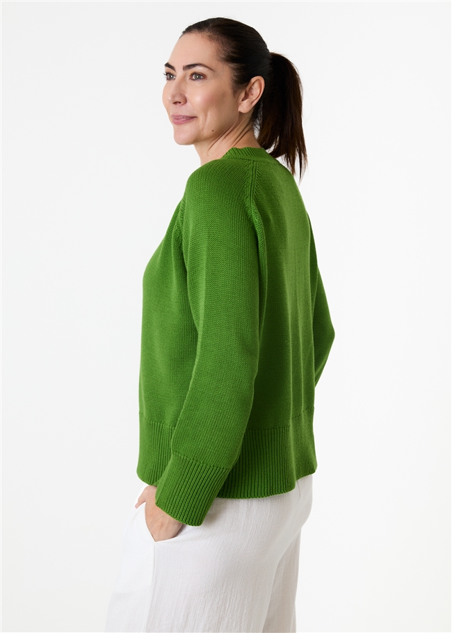 Cotton Mix Roll Edge v Neck Jumper