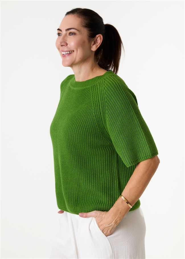 Cotton Mix Rib Short Sleeve Raglan Jumper