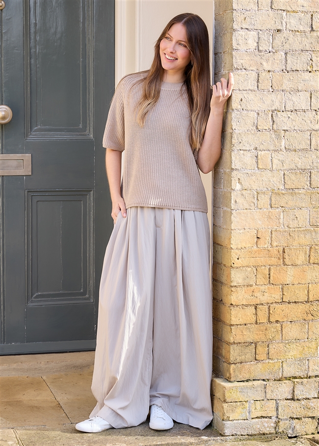 Cotton Mix Rib Short Sleeve Raglan Jumper