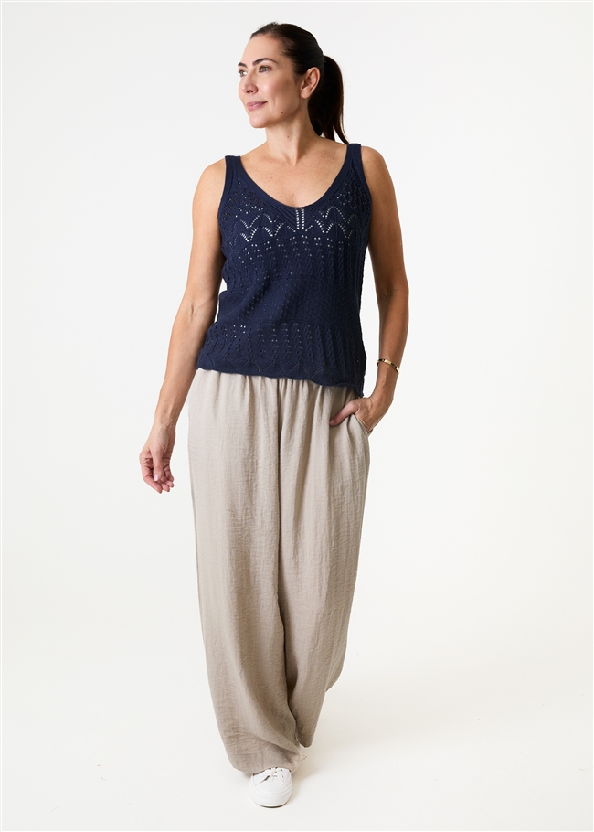 Cotton Mix Pointelle v Neck Vest Top