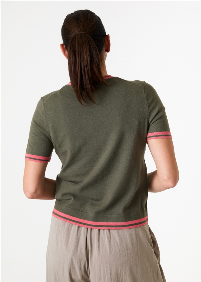 Cashmere Like Crew Neck Tipped Detail Jumper